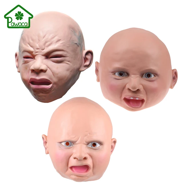 1Pcs Crying Baby Full Face Mask Latex Adults Scary Horror Weeping Old