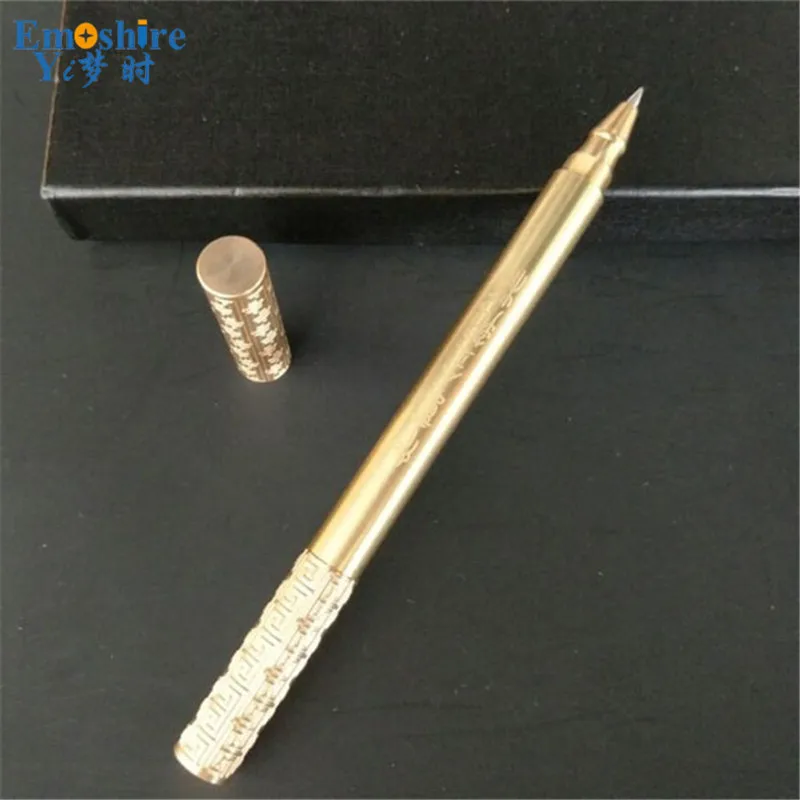 Emoshire ретро ручная работа латунная ручка уникальный дизайн модный подарок металлическая подарочная ручка Роскошная золотая Шариковая ручка для деловых мужчин P338