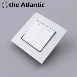 Atlantic выключатель Кристалл закаленное Стекло Панель 2 gang переключатель роскошь выключатель кнопочный переключатель прерыватель 16A