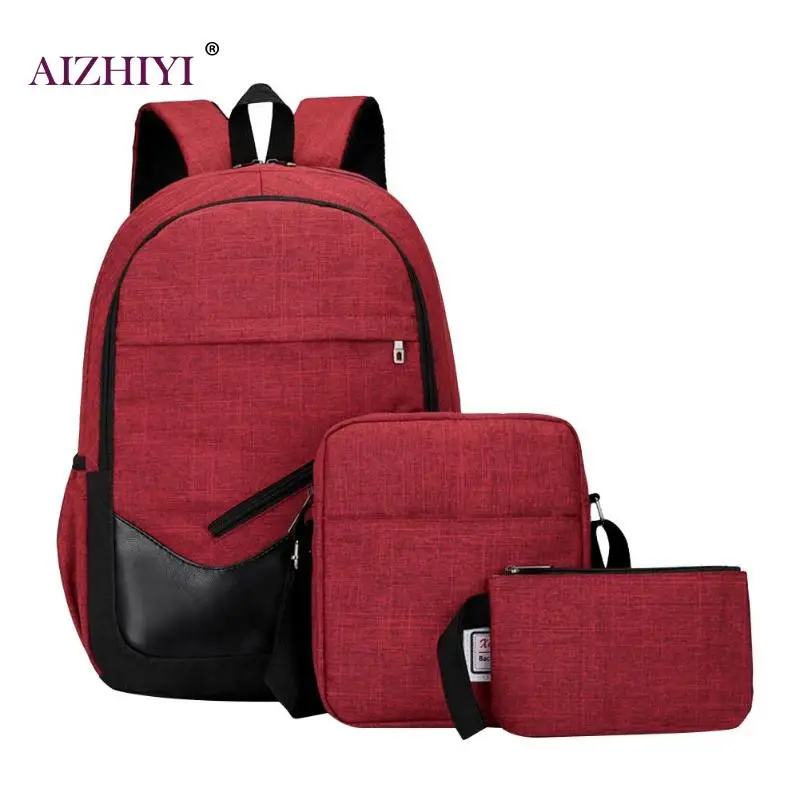 

3pcs/Set Unisex Travel Nylon Backpacks Men Business Backapck High Quality Teen School Bags Clutch Shoulder Bag 2018 New Rucksack