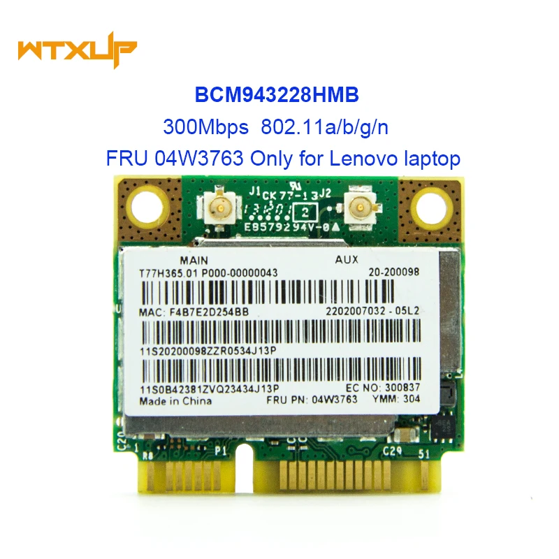 BCM943228HMB bcm43228 Dual Band 300 Мбит/с WI-FI Беспроводной Bluetooth 4,0 MINI PCI-E Card FRU 04W3763 для lenovo E430 E130 E435 E530