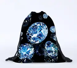 39x30 см Забавный Harajuku Милая ткань Drawstring сумки холст Kawaii сумки для хранения рюкзак 3d принт для женщин упаковка подарочный пакет Diamond