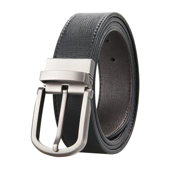 

Men High Quality Genuine Leather Straps Luxury Casual Classic Vintage Print Style Belt Silver Pin Buckle Belt for Men Business