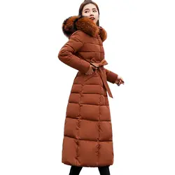 X-Long 2018 Новое поступление модные тонкие женские зимние куртки с хлопковой подкладкой теплые утолщенные женские пальто длинные пальто парка
