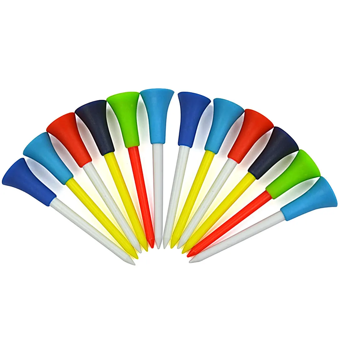 Hot Sell 50PC Multi Color Plastic Golf Tees 83mm Durable Rubber Cushion