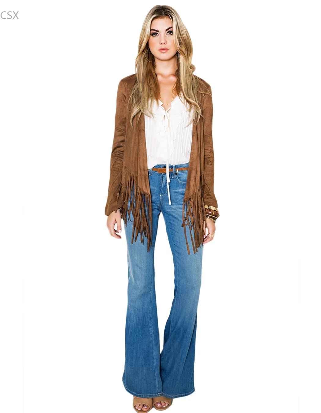 Finest  MwOiiOwM New Women Jacket Long Sleeve Tassel Fringe Jacket Womens Multi-size Jackets coats 63