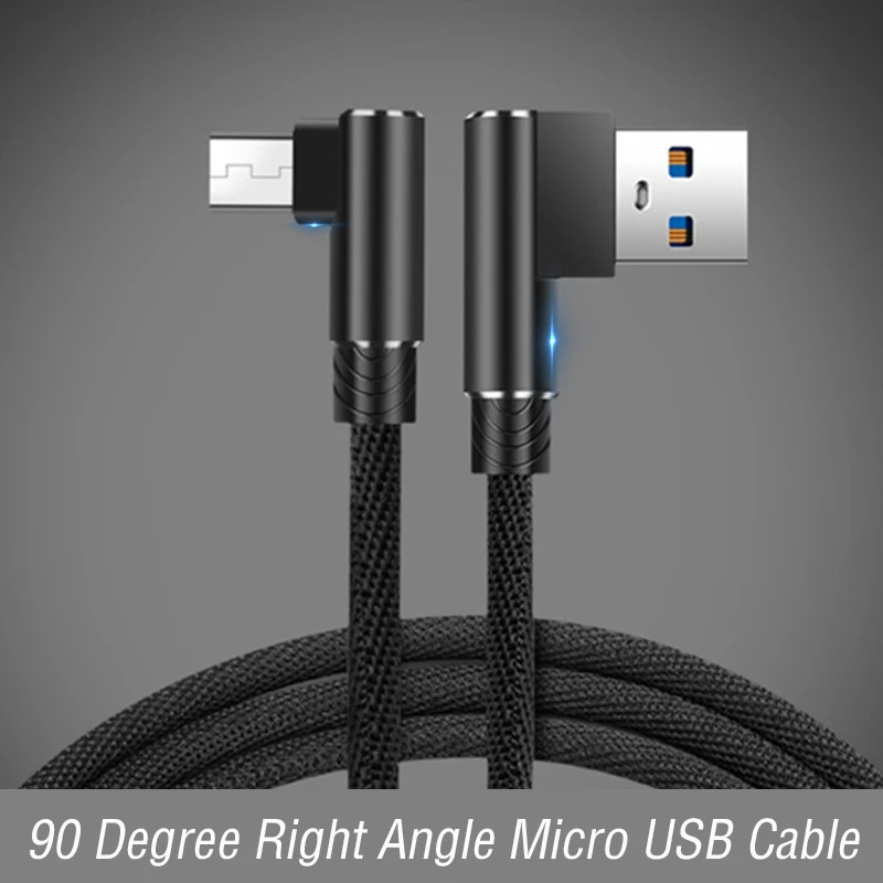

Right Angle Micro USB 90 Degree Cable Microusb Fast Charge Data Cabo USB Charger Cable for Xiaomi Redmi Tablet 100cm 200cm 300cm