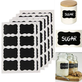 49Pcs Kitchen Accessories Blackboard Stickers Labels With Rewritable White Liquid Chalk Salt Spice Jar Organizer Kitchen Gadgets 1