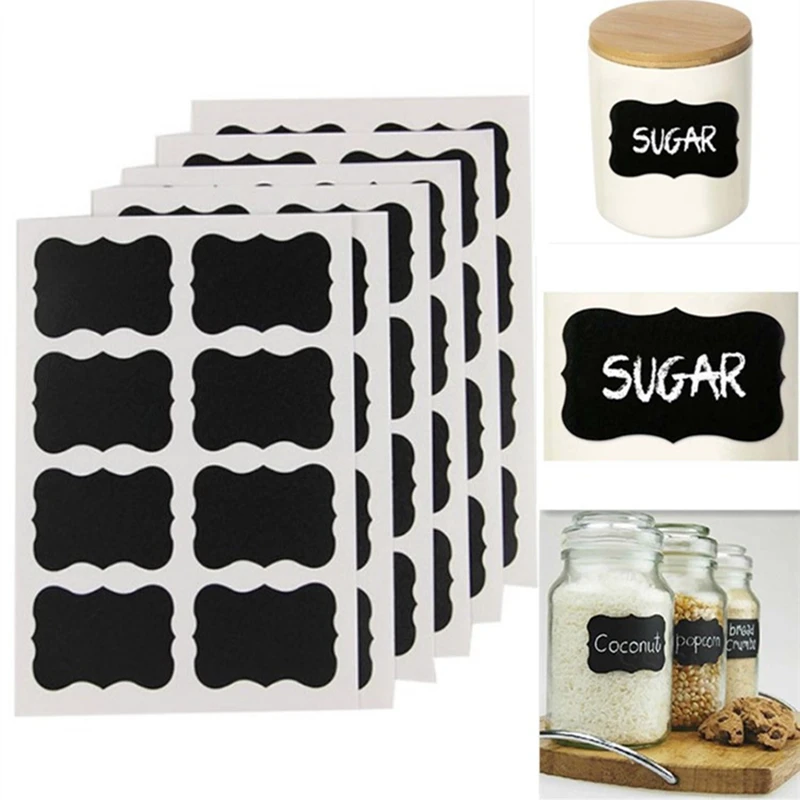 

49Pcs Kitchen Accessories Blackboard Stickers Labels With Rewritable White Liquid Chalk Salt Spice Jar Organizer Kitchen Gadgets