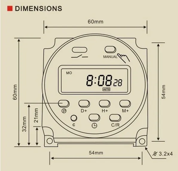 interruptor de tempo programável com capa protetora semanal 7 dias