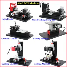 6 in 1 Mini Metal Lathe Machine 24W 20000rpm 12VDC Metal Milling Drilling Grinding Sawing Gong