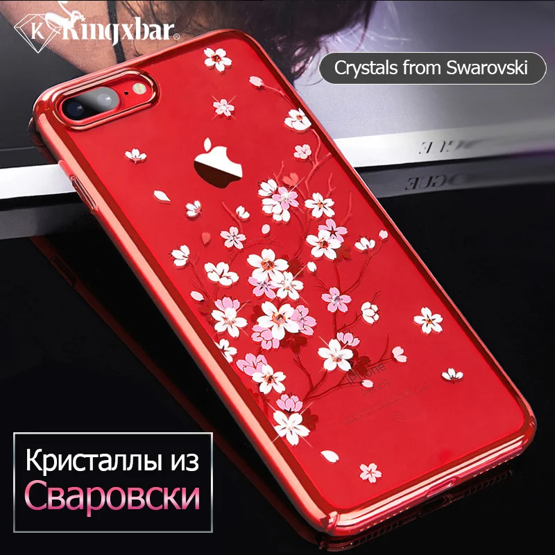 KINGXBAR чехол для iPhone 8 7 Plus X Чехол Элитный бренд крышка цветок горный хрусталь алмаз