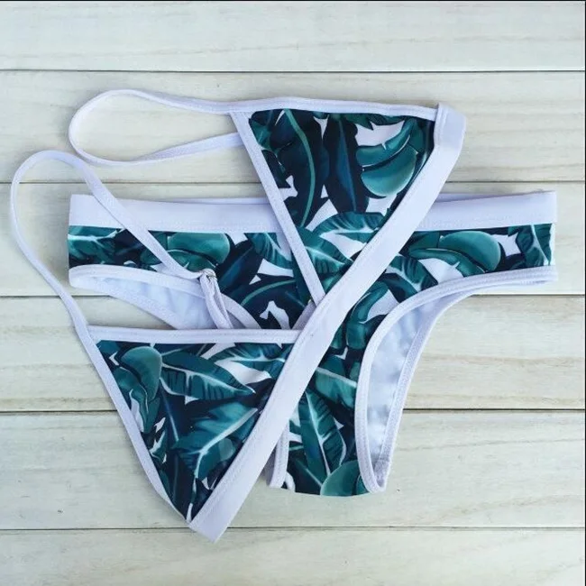 

Hot Design Retro Style Simple Model Brazilian Sexy Printing Swimsuit Bikinis Halter Padded Feminino Swimwear DO2