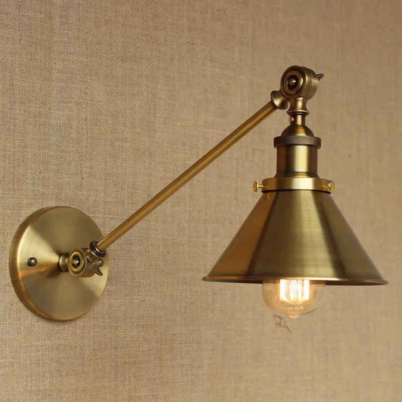 Antique gold long swing arm wall lamp for workroom bedside bedroom illumination sconce Antique gold long swing arm wall lamp for workroom bedside bedroom illumination sconce
