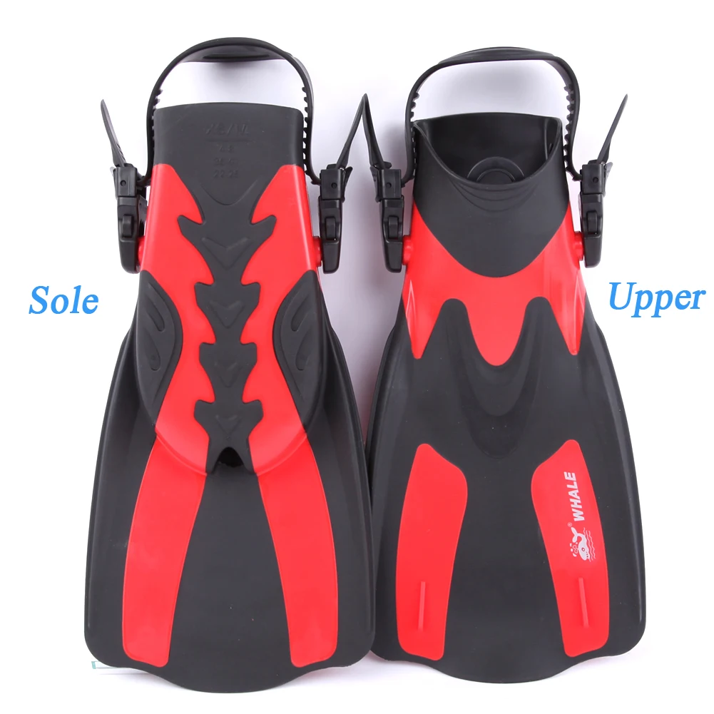 

WHALE Swimming Flippers Adult Short Snorkeling Surfing Neoprene Anti-slip Swim Fins Flippers with Adjustable Heel Water Sports
