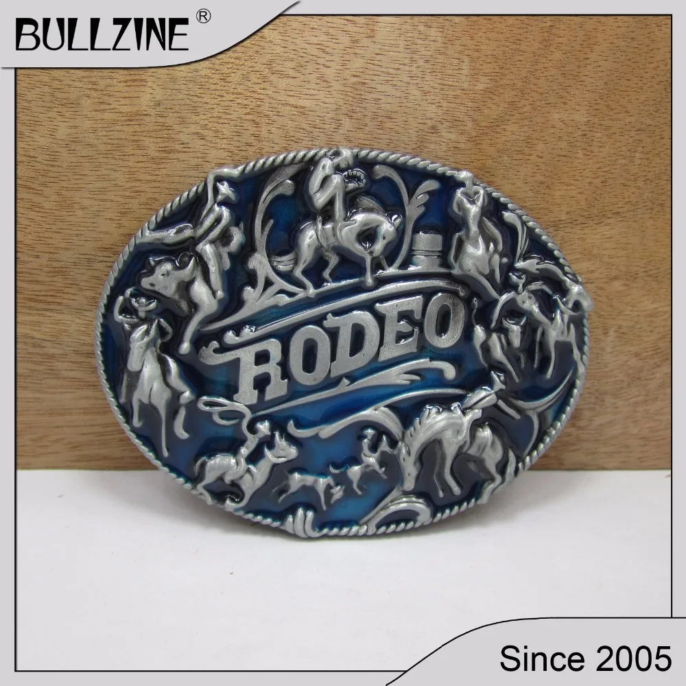 

The Bullzine wholesale Rodeo belt buckle with pewer finish FP-02849 suitable for 4cm width belt