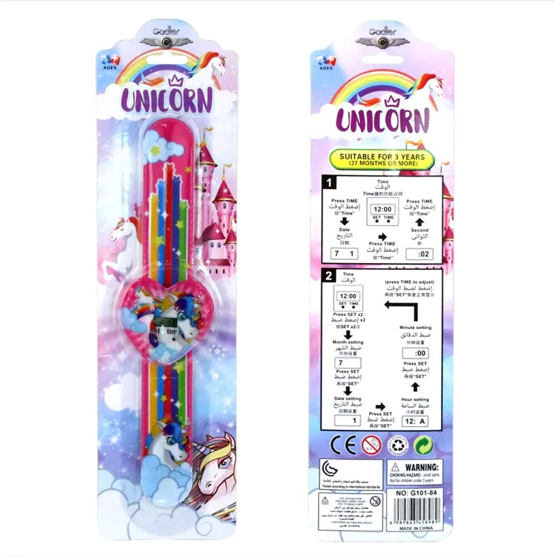 

10pcs Unicorn Wristwatch Children slap watch Gift Party kids Digital watch Girls Led Slap Watches wristwatches Gift