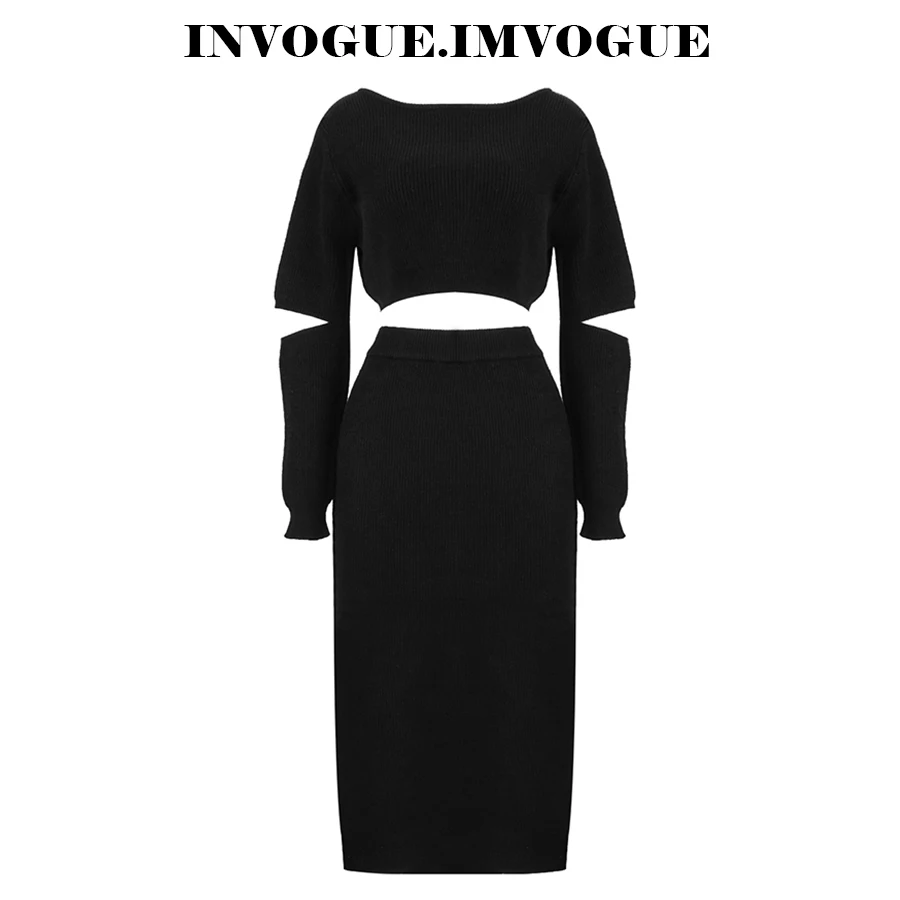 INVOGUE. Женское облегающее платье ivogue однотонное с длинным рукавом и круглым