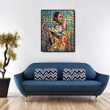 40 см x 50 см бескаркасная индийская девушка DIY картина маслом по номерам ручная роспись гостиная стена домашний декор