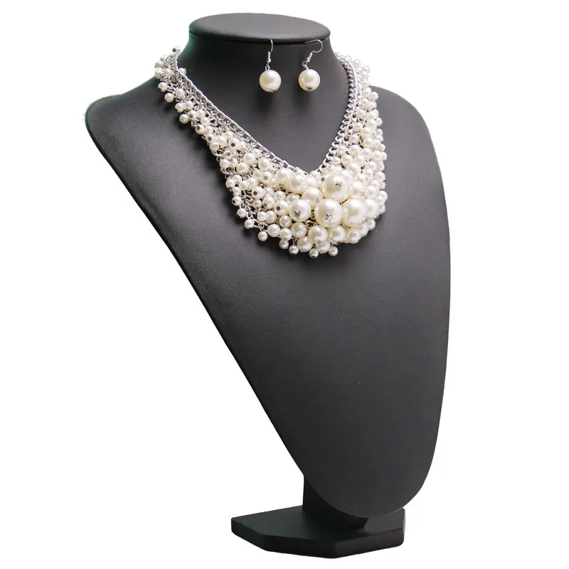 Ztech Макси ювелирные изделия, ожерелье с искусственным жемчугом и серьги, набор, Массивный воротник, колье, ожерелье для женщин, колье, ювелирные наборы