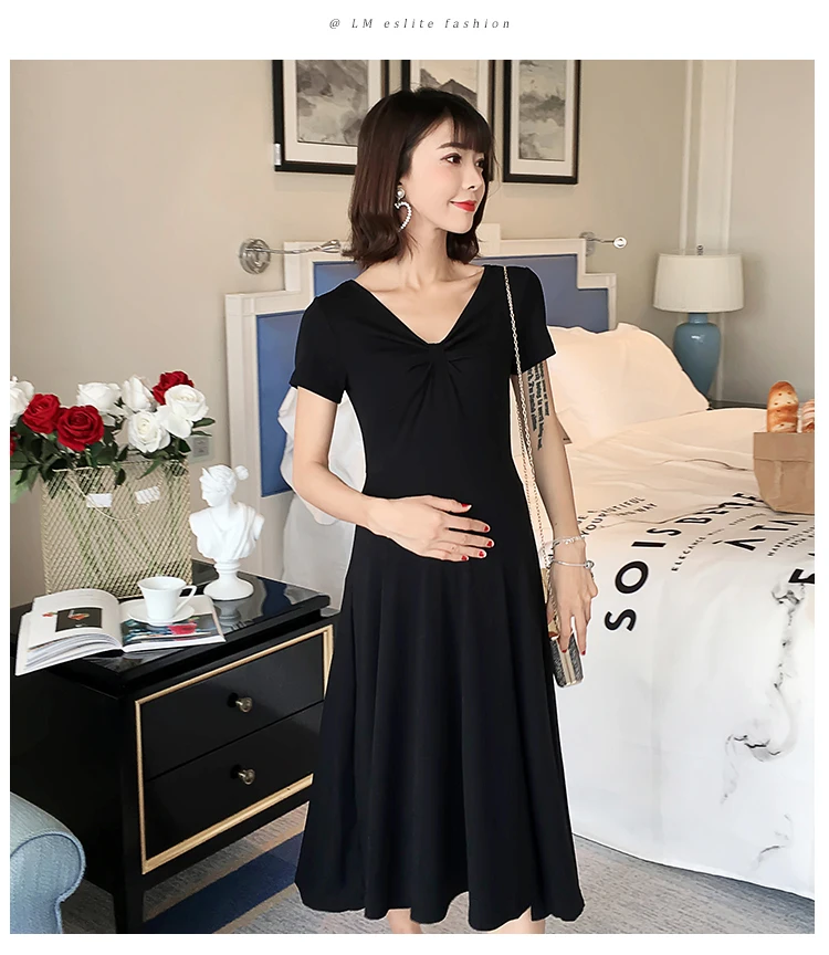 Новая Корейская версия свободного модного вязаного платья для мамы летняя тонкая юбка для беременных