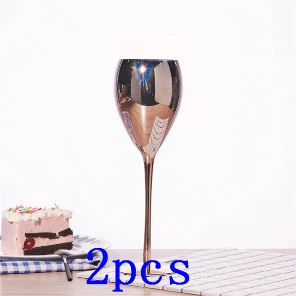 2 pcs Розовые золотые хрустальные бокалы, бокал для вина, сока, напитков, шампанского, бокал для вечеринок, барная посуда, ужин, вода, домашний декор, шикарная роскошь, 420 мл - Цвет: 2 pcs