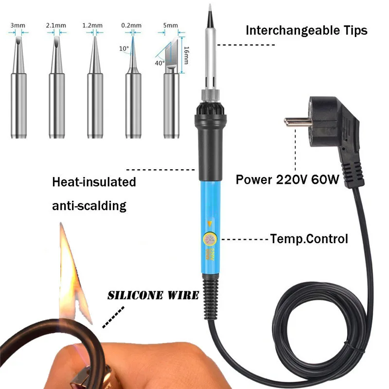 Новый 220 В 60 Вт Регулируемый Температура паяльник сварки инструменты комплект отвертки клей Пистолеты ремонт Ножи