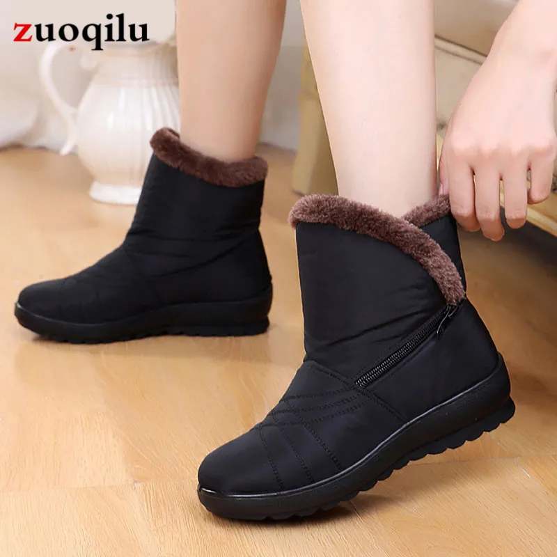 Bota feminina/2019 водонепроницаемые ботинки женские зимние на молнии и платформе