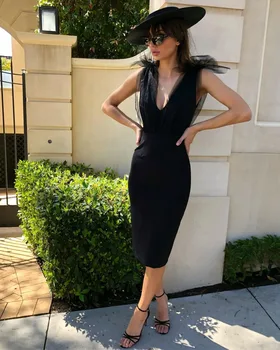 

Summer Style Sexy V Neck Black Bandage Dress 2019 Knitted Elegant Designer Party Dress