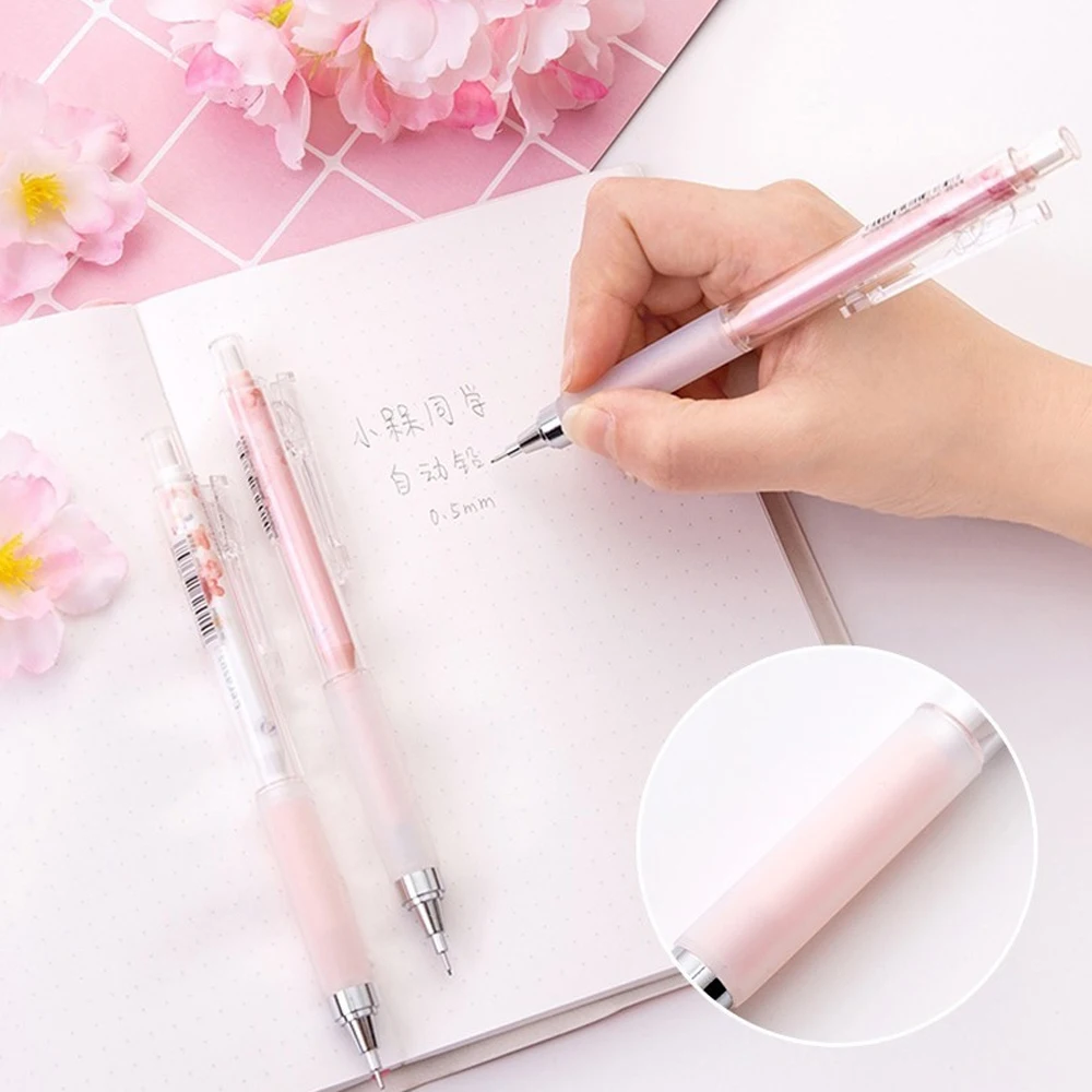 0.5mm Japan Lovely Cherry Blossoms Automatic Pencil Kawaii Plastic Mechanical Pencils For Kids Gifts Student Supplies Stationery