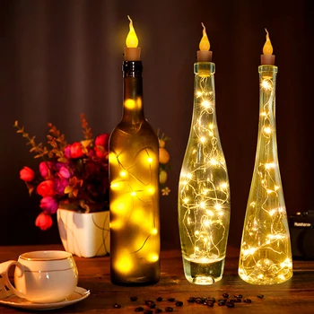 

Candle Shaped Copper Wire String Lights With Plastic Bottle Light For DIY Christmas Wedding Party Indoor Outdoor Decoration