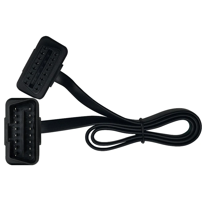 ELM327 16Pin OBD 2 OBD2 плоский тонкий кабель как лапша 16 Pin штекер гнездо локоть