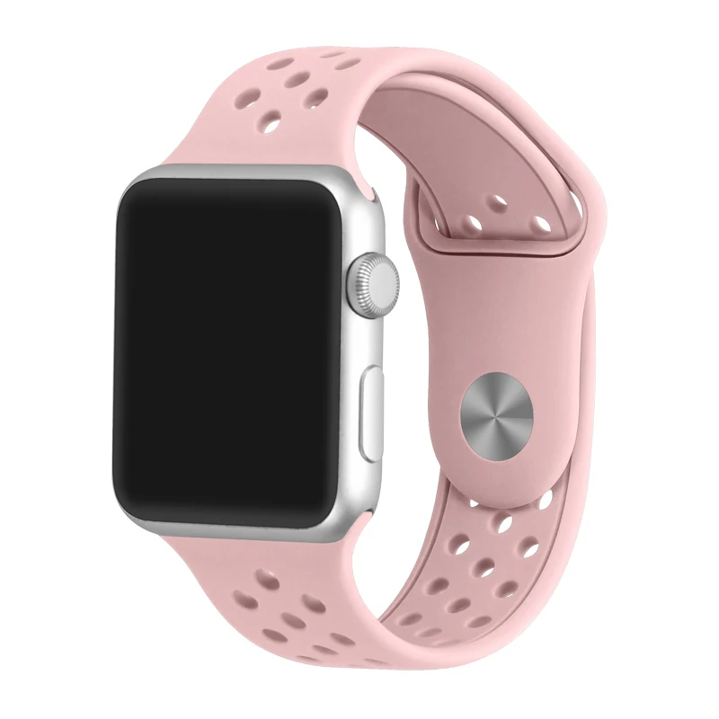 Силиконовый ремешок для apple watch 4 band 44 мм 40 мм iWatch band 42 мм 38 мм дышащий спортивный браслет ремешок для apple watch 3 2 1