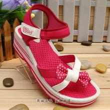 Charme Bowtie Casual Sandales Femmes 2017 Nouvelle Chaussures Vietnamiennes Rose Bleu Coins Plate-Forme Chaussures D’été Zapatos