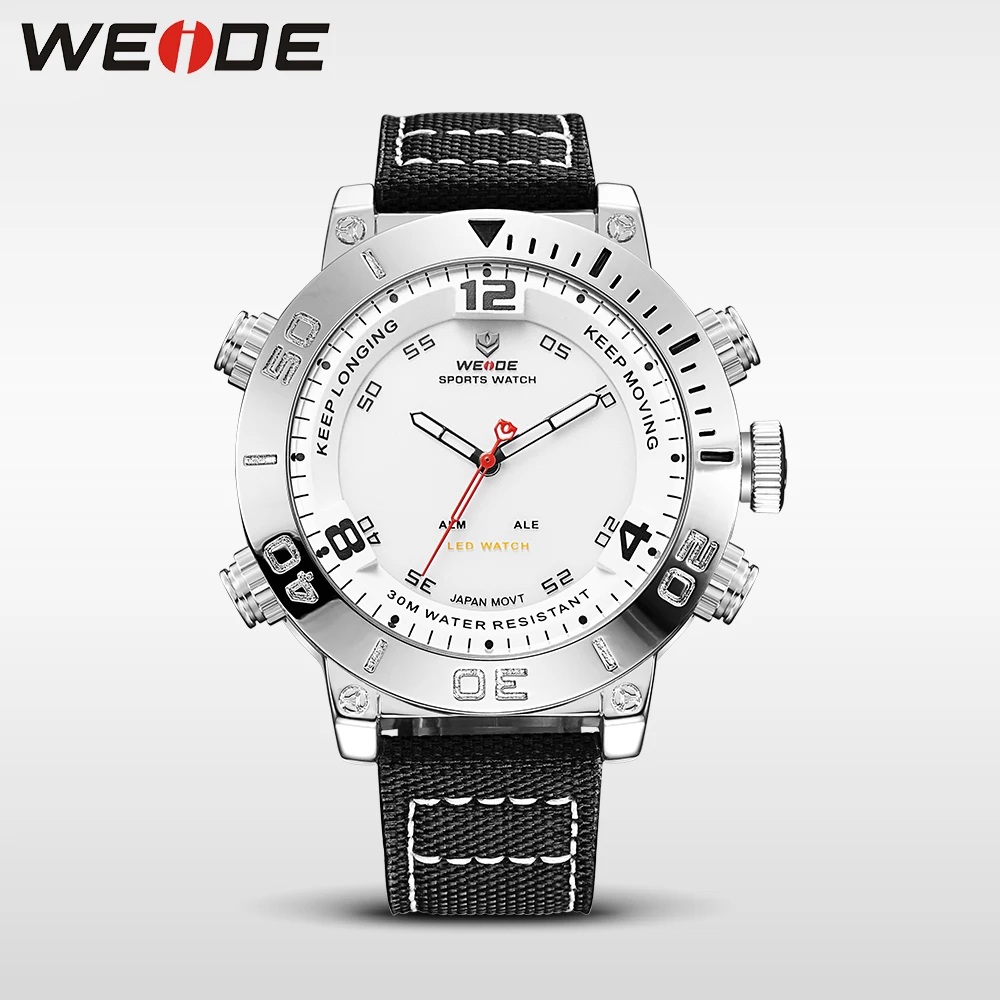 

WEIDE watch luxury quartz watch sport digital nylong watch fashion casual water resistant white alarm clock reloj hombre 6103