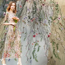 1 ярда в ширину 130 см вышивка сетка ткань африканский кружево цветок пришить пляжная юбка платье одежда шитье одежды и ткань