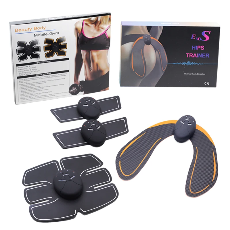 YOSYO 6 PACK EMS Smart Muscle Stimulator Abdominal Trainer Pad + EMS Hip Trainer Buttocks Butt Lift