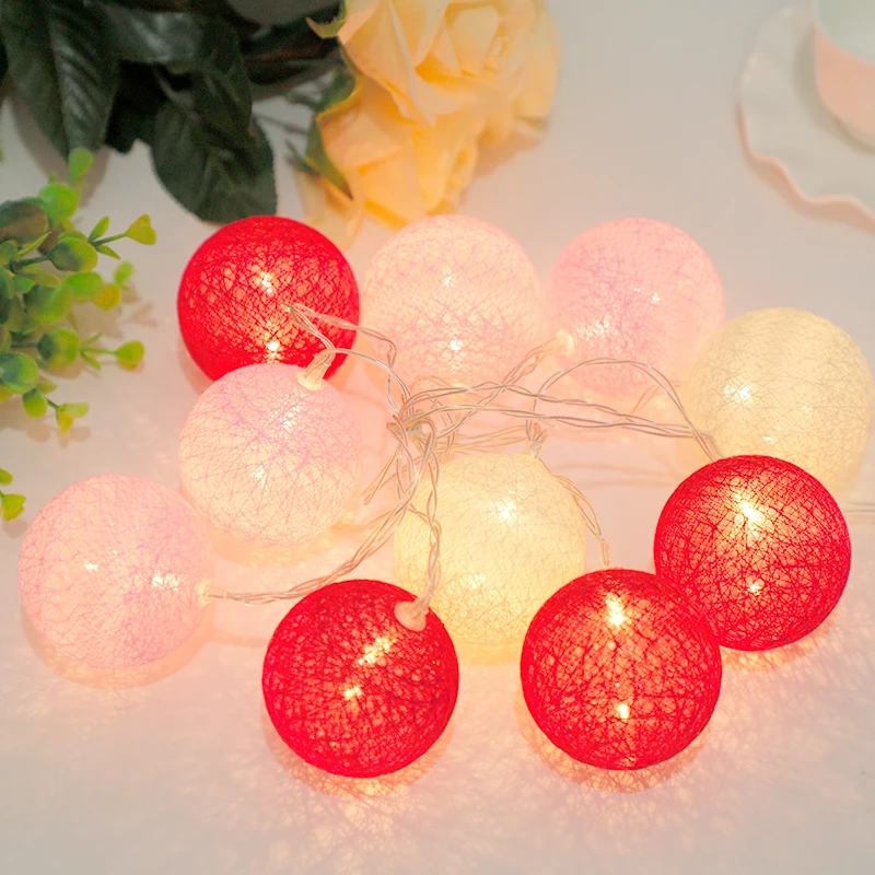 

Cotton Ball Led String Light Lamp 2M 10 Leds Holiday Lights Fairy Light for Birthday Party Wedding Decoration