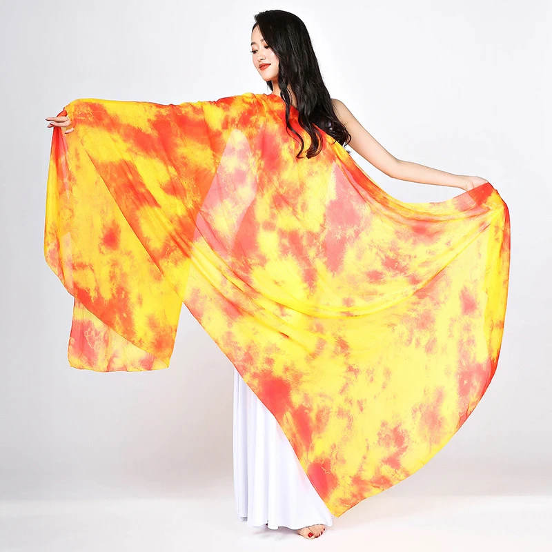 

100% Silk Stage Performance Dancewear Accessories Tie Dye Light Texture Veil Shawls Women Scarf Costumes Belly Dance Veils