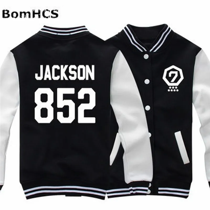 Bomhcs Kpop Got7 Jackson Baseball Sweatshirt Fleece Tops Blouses
