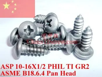 

Titanium screws 10x1/2 Pan Head 2# Phillis Driver Ti GR2 Polished 50 pcs