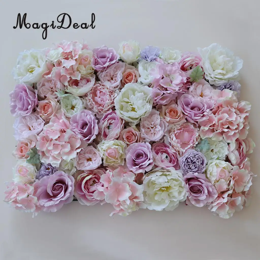 2x Artificial Flower Wall Panels Wedding Party Decor Photo Prop Pink Purple