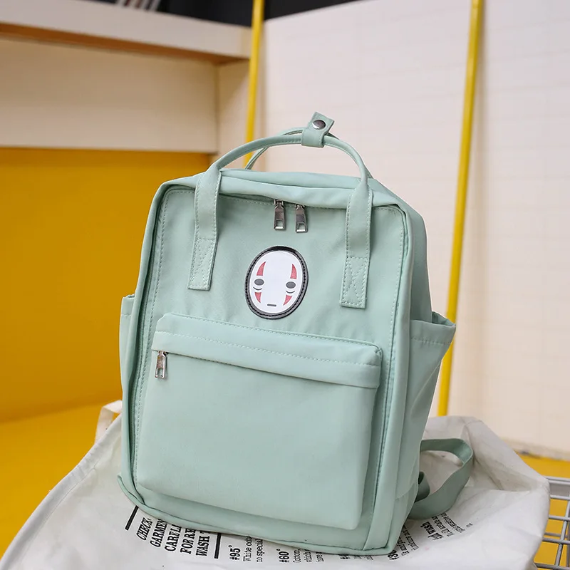 Холщовые школьные сумки,, корейский милый рюкзак с принтом из мультфильма для девочек-подростков, школьная сумка, модная женская сумка для книг, большая сумка для ноутбука, Mochila - Цвет: green