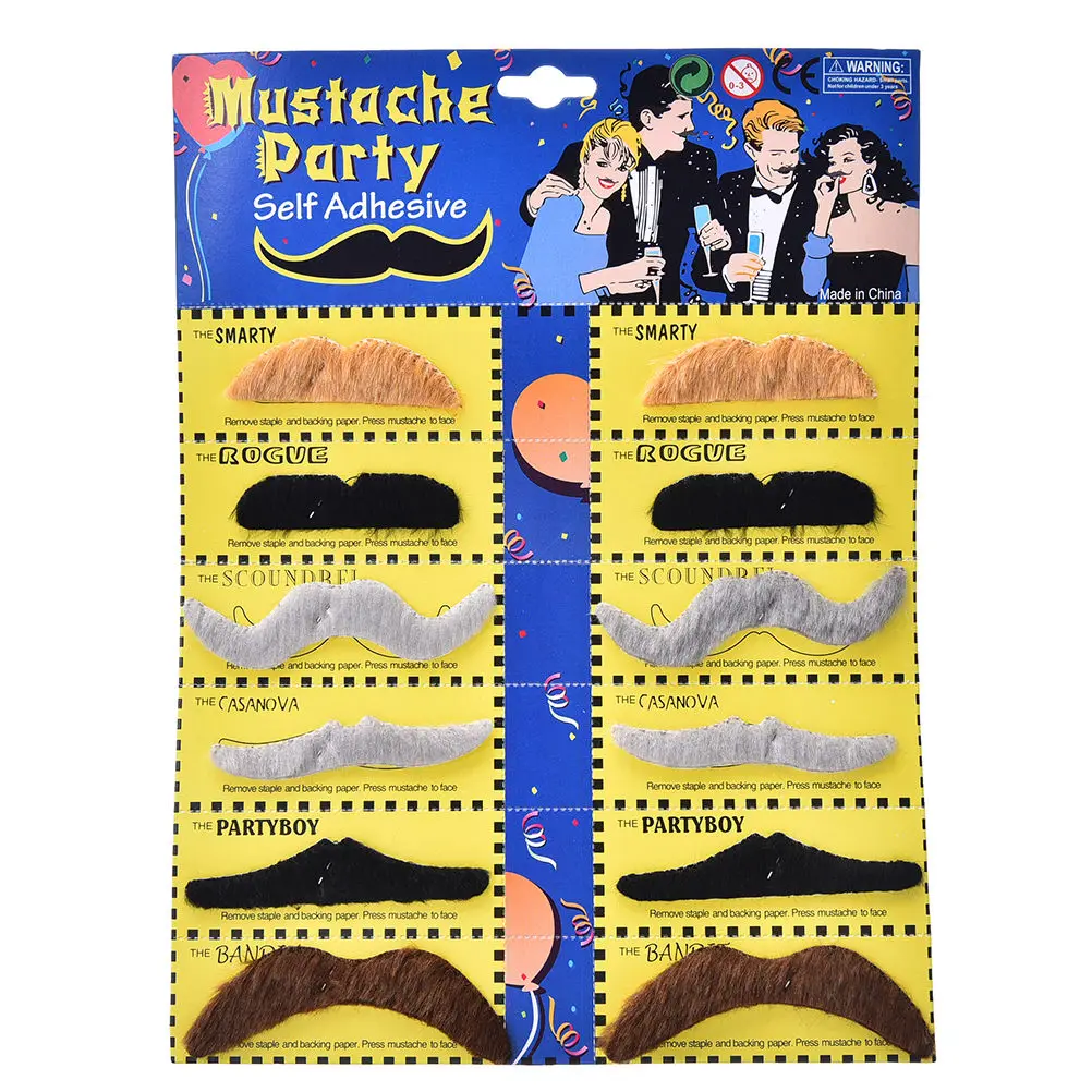 Buy A Set of 12 Stylish Fake Mustache Self Adhesive