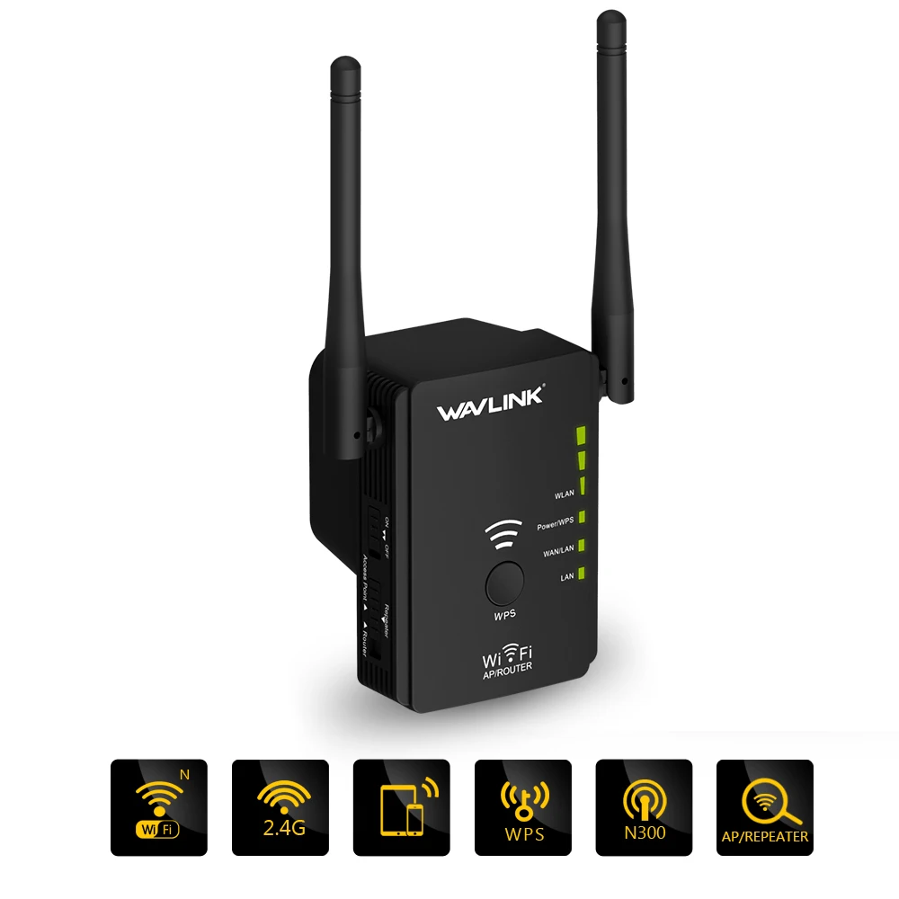 Wavlink N300 Mini WiFi Range Extender Access Point Wireless Router with 2 External Antennas US EU