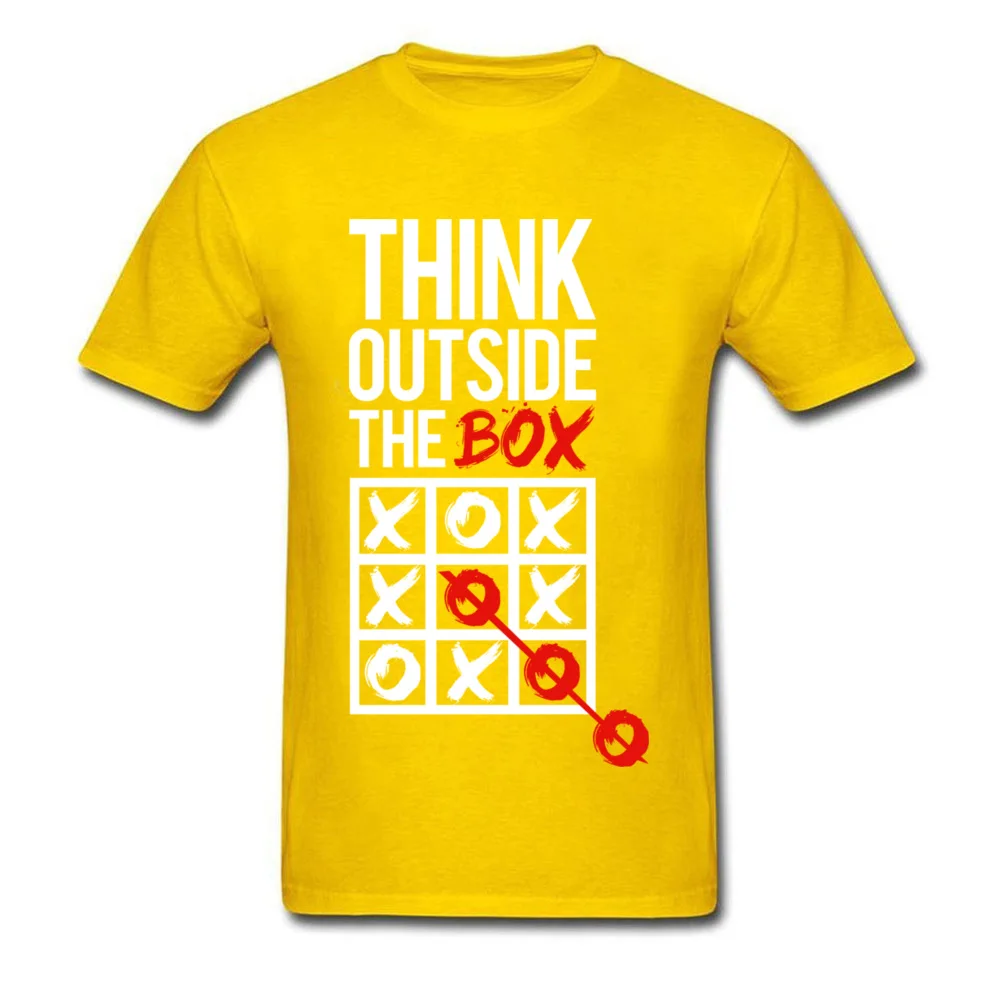 Men Tops Shirts Think outside the box Company Printed On Top T-shirts Pure Cotton Short Sleeve Design Tee-Shirts Crew Neck Think outside the box yellow
