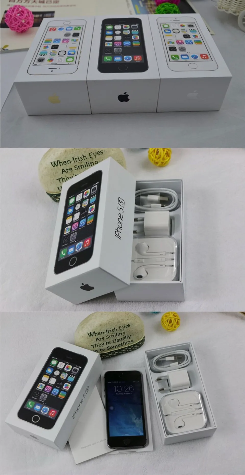 Apple iphone 5s 4G LTE 4.0''display 16GB/32GB/64GB ROM WiFi GPS 8MP IOS Touch ID Fingerprint Used Unlocked smartphone apple at&t cell phones