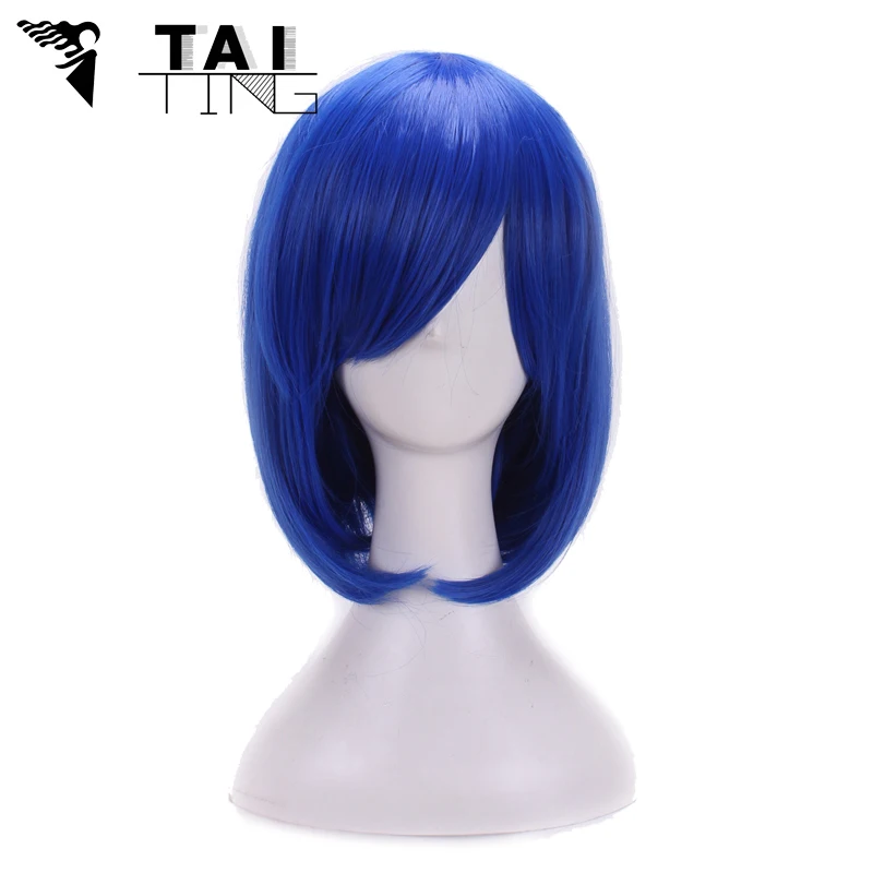 Perruque Bob Short Straight Blue Wig for Women Dance Party Peluca Peruca Sexy Synthetic Hair Wigs With bangs Cheap Cosplay Wig