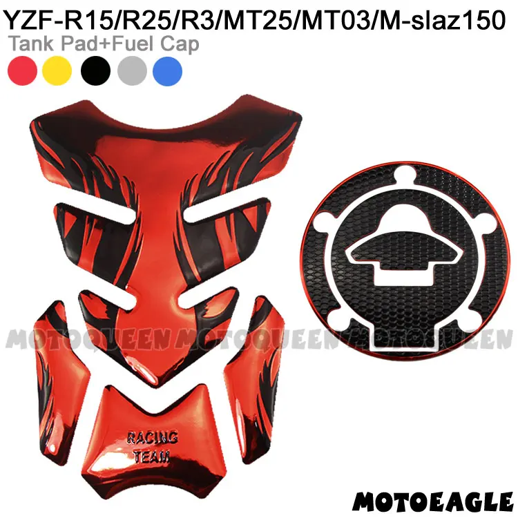 

One Set 3D Motorcycle Fuel Gas Tank Cap Cover Pad Protector Decals Sticker for YAMAHA YZF-R15 R25 R3 MT25 MT03 M-slaz150