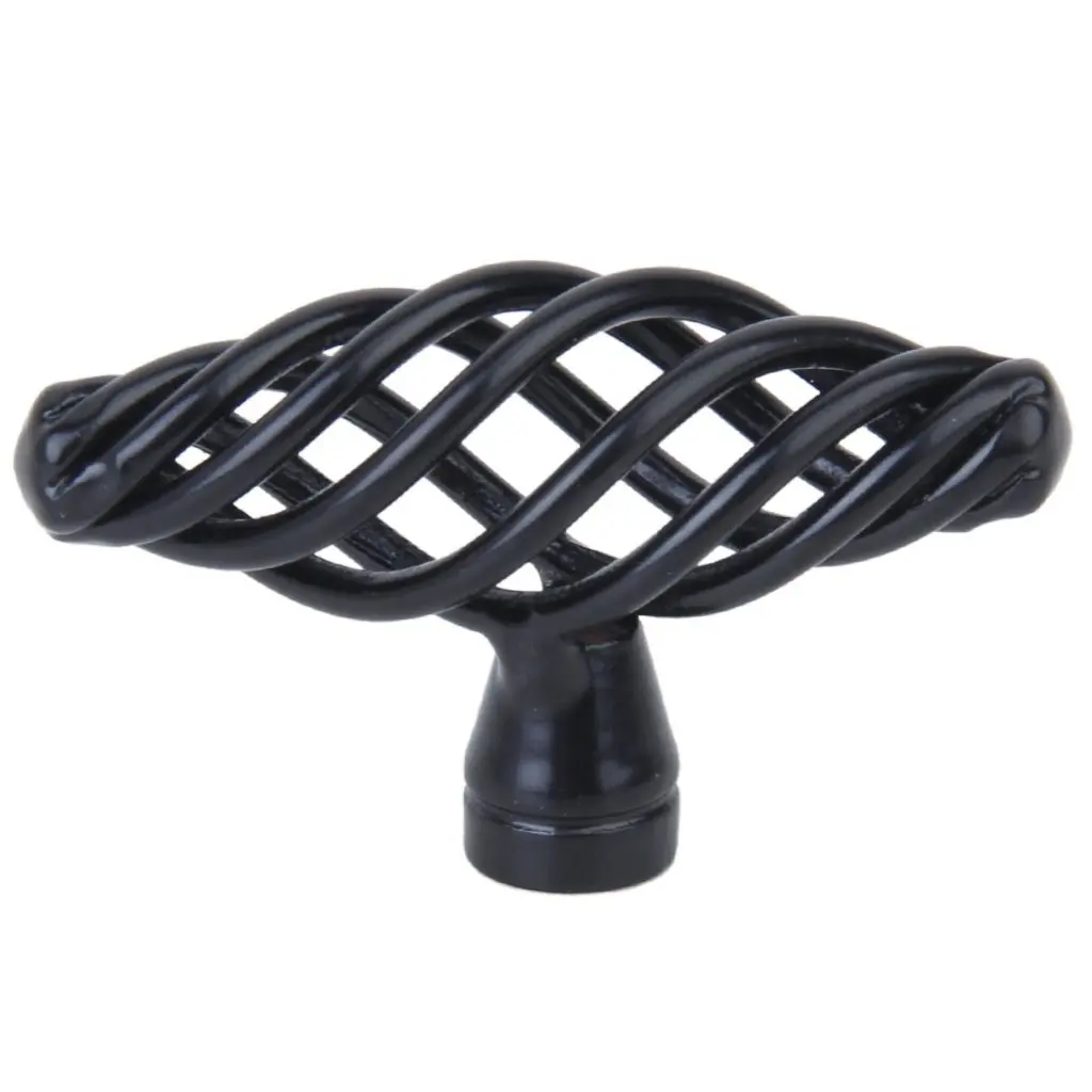 BEDROOM CABINET TRADITIONAL CAGE KNOB HANDLE 69mm BLACK FINISH KITCHEN 
